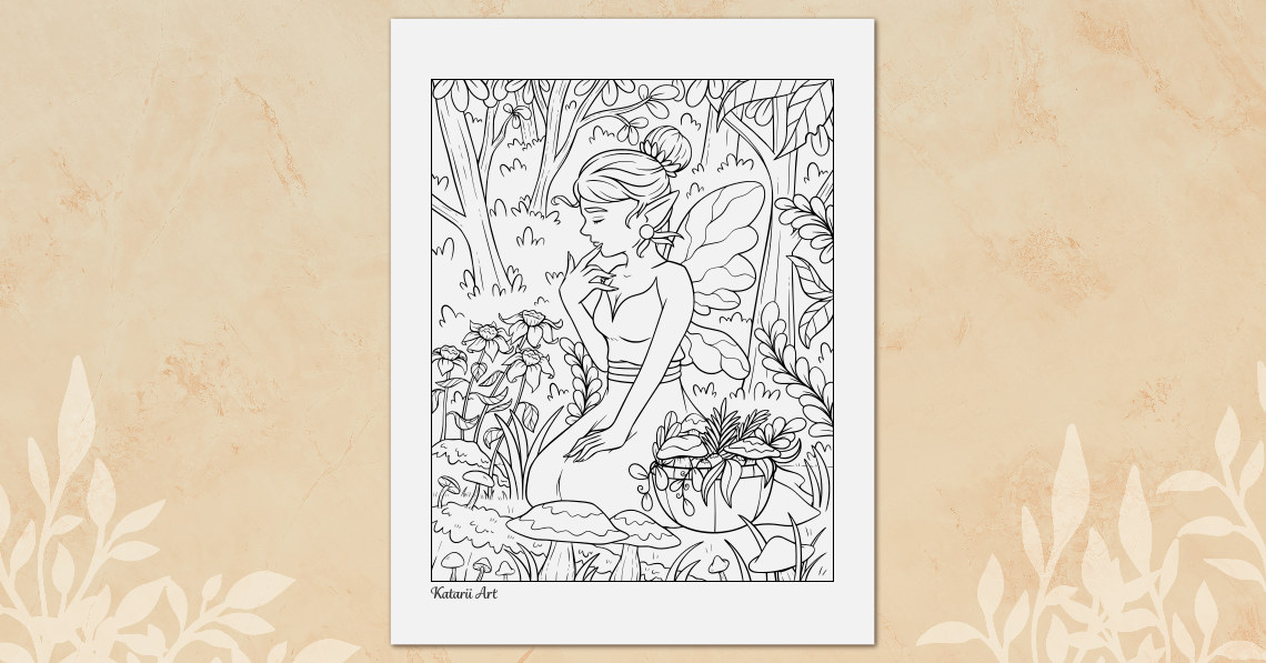 Forest Fairy – Free Fantasy Coloring Page for Adults