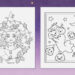 Two Halloween-themed coloring pages featuring a witch wearing skull earrings and a ghost carrying pumpkins.